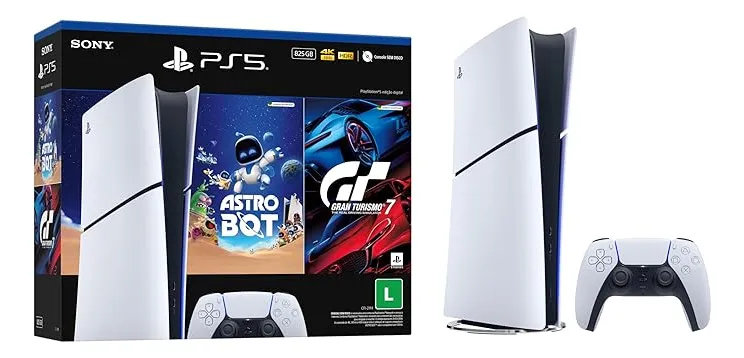 PlayStation 5 Slim Digital 825GB - Pacote Astro Bot e Gran Turismo 7